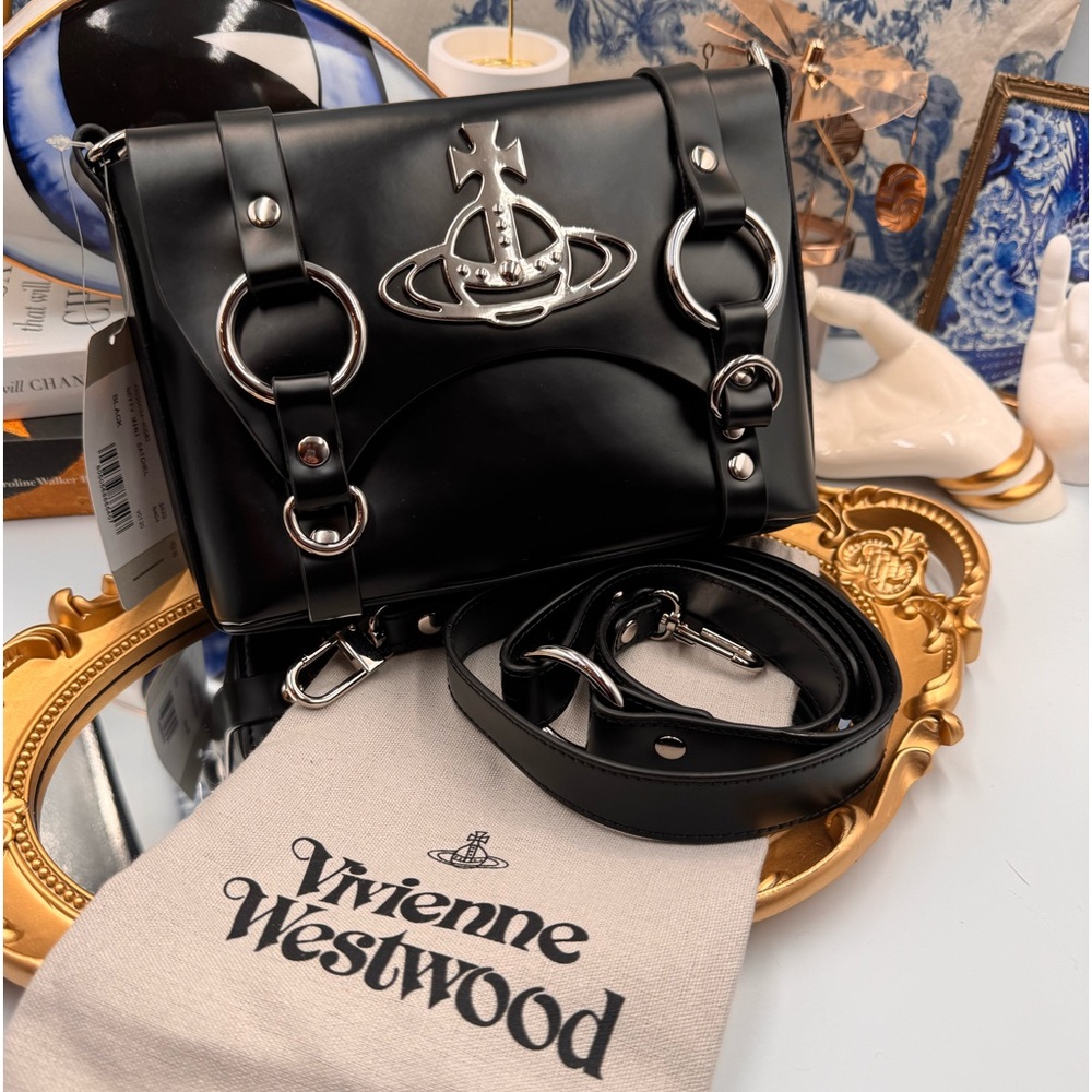 🆕 VIVIENNE WESTWOOD 🧿 NWT Betty Mini Satchel Black - AUTHENTICATED - Picture 4 of 16